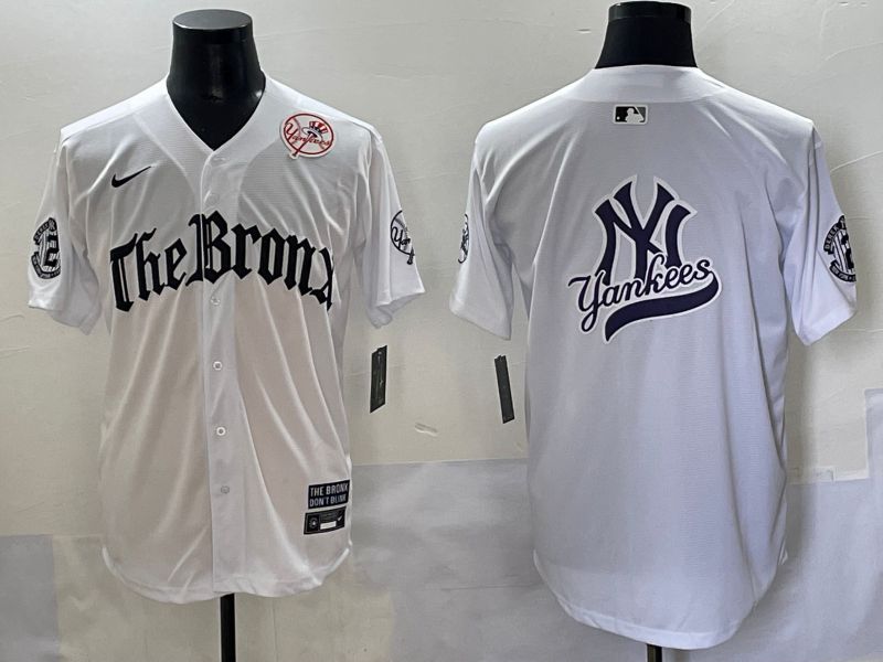 Men 2025 New York Yankees Blank White Five generations Joint Name Nike MLB Jersey style 1